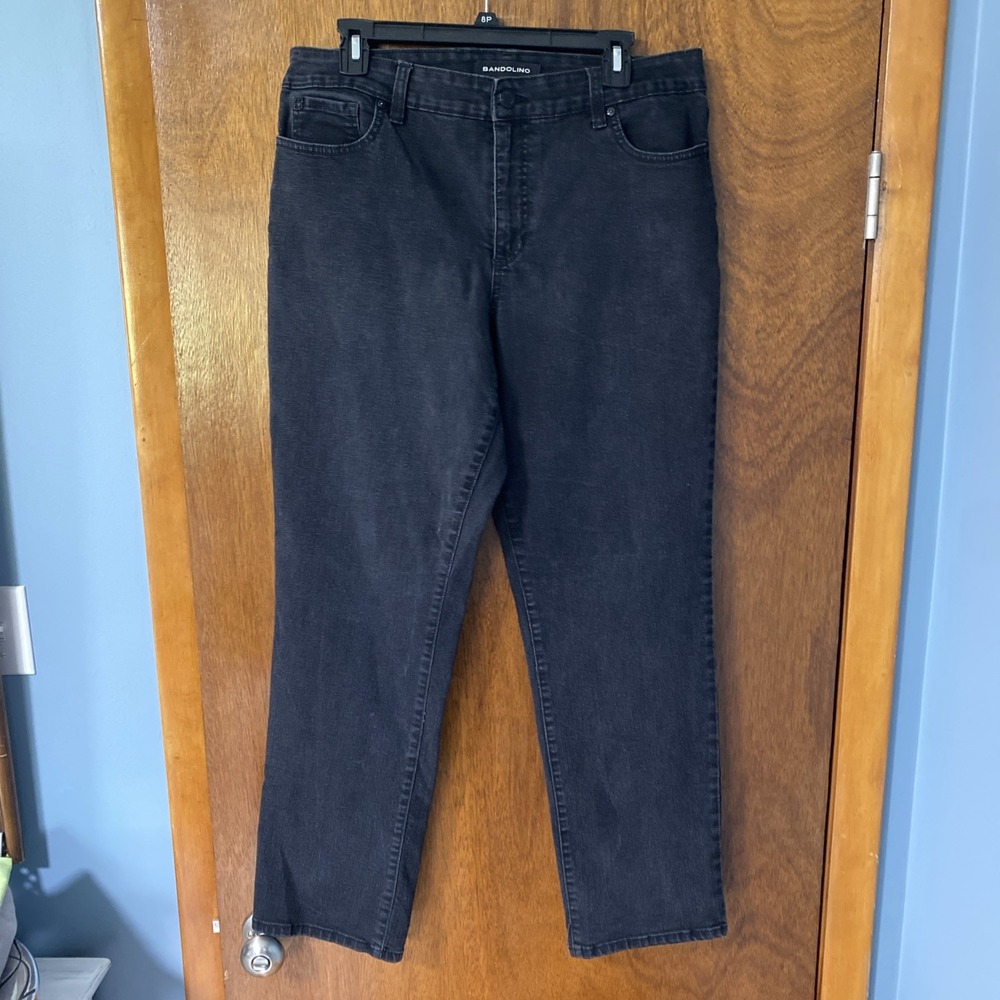 Bandolino Mandie High Rise Straight Leg Jeans Black Womens Size 14 Regular